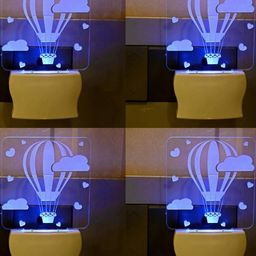 SOMIL Green & Blue Pack Of 4 Acrylic Parachute Printed Glass With LED Night Lamps-image-129