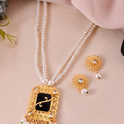 Silvermerc Designs Gold-Plated Stone Studded & Pearls Beaded Jewellery Set-picture-40