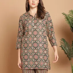Kanvin Ethnic Motifs Printed Pure Cotton Handloom Kurti-image-63