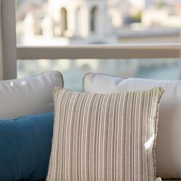 Home Prides Brown & Grey Striped Square Cushion Covers-image-1