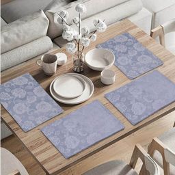 Saral Home 4Pcs Grey Self Design Cotton Rectangle Table Placemats-57