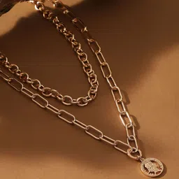 DressBerry The Coin Chainlink Gold-Plated Layered Necklace-42