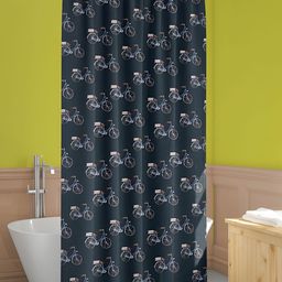 ArtzFolio Black & Blue Printed Waterproof Shower Curtain-image-106