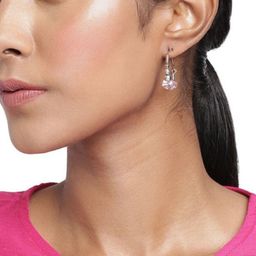 Sangria Silver-Plated Artificial Beads Beaded Circular Shaped Hoop Earrings-14