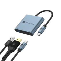 blue Portronics C-Konnect Plus 3 in 1 Type-c usb hub-1