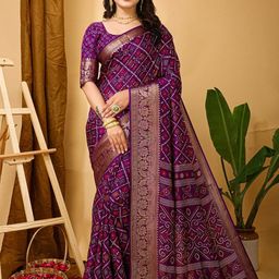 Panzora Bandhani Printed Zari Kanjeevaram Saree-25