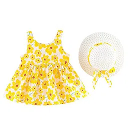 Bold N Elegant Flower Print Dress With Hat-image-70