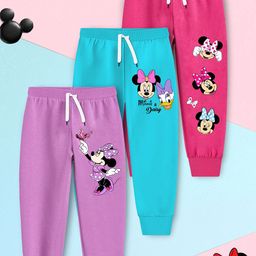 Disney By Miss and Chief Girls Pack Of 3 Minnie Mouse Printed Cotton Mid-Rise Joggers-image-93
