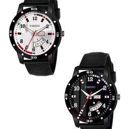 TARIDO Men Pack of 2 Round Dial & Straps Analogue Watch TD9540NMDD0102-2