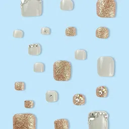 The Pink Truck Set of 24 Artificial Reusable Toe Nails With Swarovski Design-103