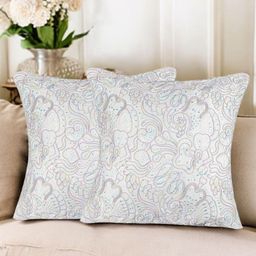 Vendola Grey Set of 2 Floral Velvet Square Cushion Covers-29