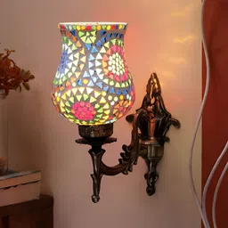 Devansh White & Blue Textured Metal Traditional Wall Lamp-image-52