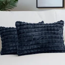 HOMADORN Grey Set of 2 Checked Rectangle Cushion Covers-54