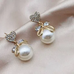 Celestria Heart Shaped Artificial Stones Studded and Beaded Studs-49