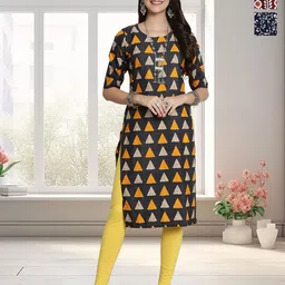 HERE&NOW Selection Of 3 Geometric Printed Round Neck Straight Kurtas-16