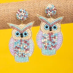 Crunchy Fashion Artificial Beaded Owl Quirky Shaped Drop Earrings-image-56