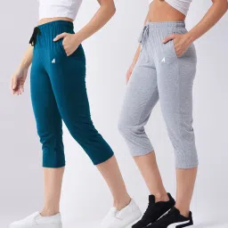 Women Dark Green, Grey Capri-image-43