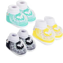 NESKA MODA 0 To 12 Months Infants 3 Pair Combo Soft Cotton Butterfly Frill Booties-picture-14