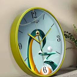 RANDOM Green & White Printed Contemporary Round Analogue Wall Clock-3