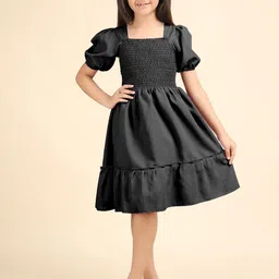 PTVIZE Puff Sleeve Fit & Flare Dress-image-73