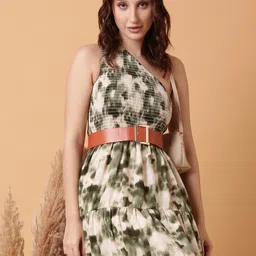 SHOWOFF Tie and Dye Dyed One Shoulder Chiffon Fit & Flare Midi Dress-image-11