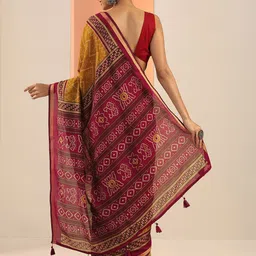 Libas Ethnic Motifs Printed Saree with Zari Border And A Blouse Piece image 5
