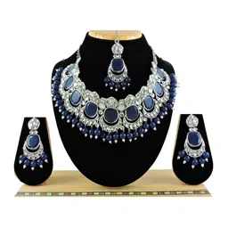 Anouk Rhodium-Plated Stone Studded & Beaded Jewellery Set-picture-41
