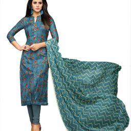 HERE&NOW Floral Printed Chanderi Cotton Unstitched Dress Material-image-24