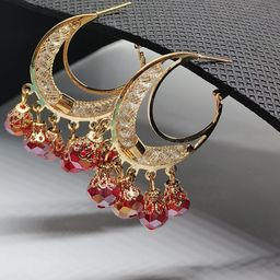 Soniya Crafts Gold Plated Artificial Stones Studded Circular Shaped Hoop Earrings-image-40