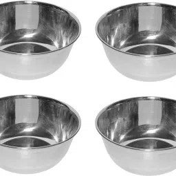 Stainless Steel Cereal Bowl Set of 4 Pcs Soild Design Curry ,Dal , Sabzi Vegetable Bowls / Katori Set-image-25