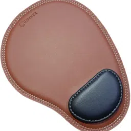 GIMNER Genuine Leather Mouse Pad with Wrist Support ,Ergonomically Designed Non- Slip Velvet Base for Laptop,Computer,Desktop for Home & Office Use (Pack of 1) (Dark Choco Brown) Mousepad-0