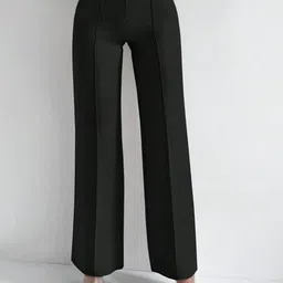BUY NEW TREND Women Relaxed High-Rise Wrinkle Free Pleated Wide Leg Trousers-image-68