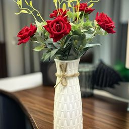 Akaar Red 1 Pieces Rose Artificial Flower With Pot-19