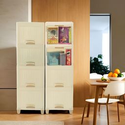 RUBOXA Cream-Coloured & Beige 8 Units Multipurpose Folding Cabinet Storage Organisers-3