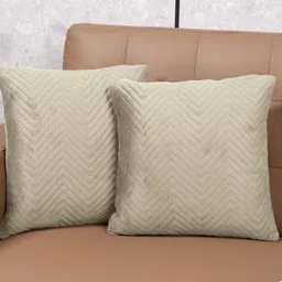 Saral Home Beige Set of 2 Geometric Velvet Square Cushion Covers-image-36