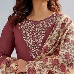 Ekta Textiles Women Floral Regular Thread Work Kurti with Pyjamas & With Dupatta image 4
