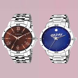 TARIDO Men Set Of 2 Dial & Stainless Steel Bracelet Style Straps Analogue Watch-38