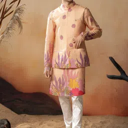 HILO DESIGN Men Embroidered Regular Kurta with Trousers image 3