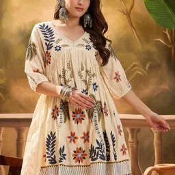 Sangria Embroidered Cotton A-Line Mini Dress-picture-19