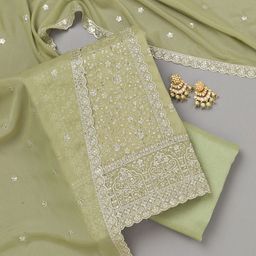 Koskii Zari Work Georgette Unstitched Salwar Suit Dress Material-image-24