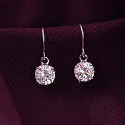 Clara 925 Sterling Silver Rhodium Plated Cubic Zirconia Contemporary Drop Earrings image 1
