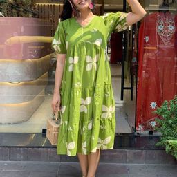 BAESD Floral Print Puff Sleeve Fit & Flare Dress-picture-49