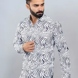 SURHI Men Comfort Regular Fit Spread Collar Abstract Printed Cotton Casual Shirt-picture-13