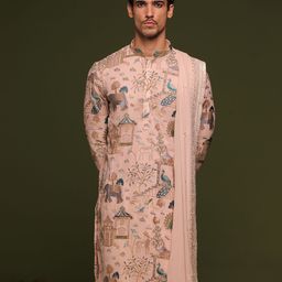 KALPRAAG Men Ethnic Motifs Embroidered Regular Sequinned Kurta with Patiala & With Dupatta image 2