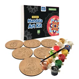 Mini Leaves Kids 6-Pcs Wooden Tea Coaster Mandala Art Kit-0