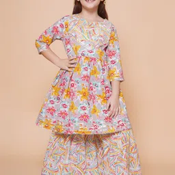 BAESD Girls Floral Printed Regular Kurti with Sharara-image-8