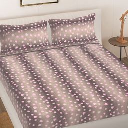 Myntra Elegant Homes Beige Printed Woollen 300 TC Fitted King Bedsheet Set 2.5 x 2.2 m-picture-7
