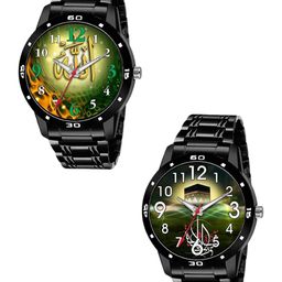 TARIDO Men Printed Dial & Bracelet Style Straps Analogue Watch COMBO MUSLIM WATCH_NM11 BLACK CHAIN-10
