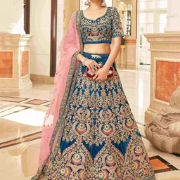 DIVASTRI Embroidered Thread Work Semi-Stitched Lehenga & Unstitched Blouse With Dupatta-picture-54