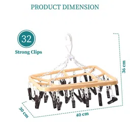 Kuber Industries 2 Pcs Plastic 360 Rotating Hangers for Drying Clothes32 Clips image 4